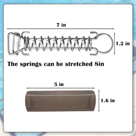 5 Pack Stainless Steel Springs for Pool Cover Swimming Pool Cover Stainless Steel Spring with Stopper D Ring and Replacement Spring Sleeves