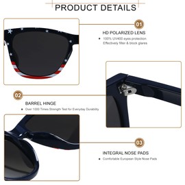 ANDWOOD American Flag Sunglasses Polarized Womens Mens Trendy Classic Retro USA America Sun glasses