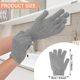 WLLHYF 2 pares de guantes exfoliantes de doble cara, guantes de ducha, eliminadores de piel muerta, guantes de baño, accesorios de ducha para belleza, spa, masaje, baño diario (negro, gris)