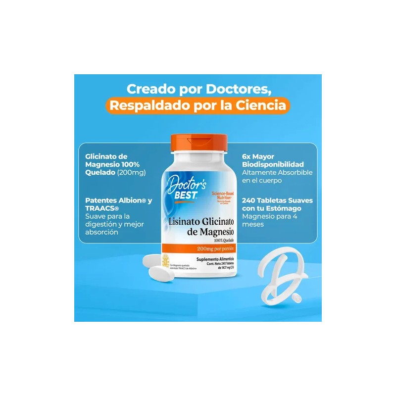 Glicinato De Magnesio Quelado Alta Absorción 200mg 240 Tab