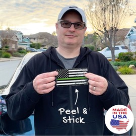 Stickios Military Sticker - Tattered American Flag Thin Green Line Army Decal for Cars, Trucks & Vehicle Windows - Made in USA (5.9x3.3 inches)