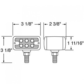 United Pacific 39409 6 LED Dual Function Double Face Light - Amber & Red LED/ Clear Lens, 1 Pack