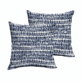 Sorra Home - Indoor/Outdoor Square Pillows (Set of 2), Navy & White