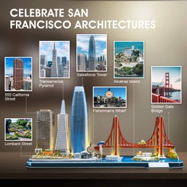 CubicFun 3D Puzzles for Kids Ages 10-14 LED San Francisco Cityline, Arts and Crafts for Kids Ages 8-12 STEM Projects for Kid Age 10-14 Gifts for 8 Year Old Toys for 10 Year Old Girls Architecture
