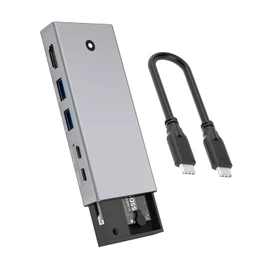 ZoraVson SSD M2 NVME Docking Station with USB C Hub 5-in-1, USB M.2 Adapter, 10Gpbs USB 3.2 Gen2 M.2 NVMe and SATA SSD Adapter, Quick Charger PD 100 W, HDMI 4K @ 60 Hz, Aluminium