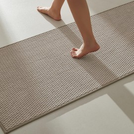 Bathroom Runner Rugs, Long Bath Mat Runner Washable Thin Quick Dry Low Pile Bathroom Runner Rugs Non Slip, Beige 24"x70"