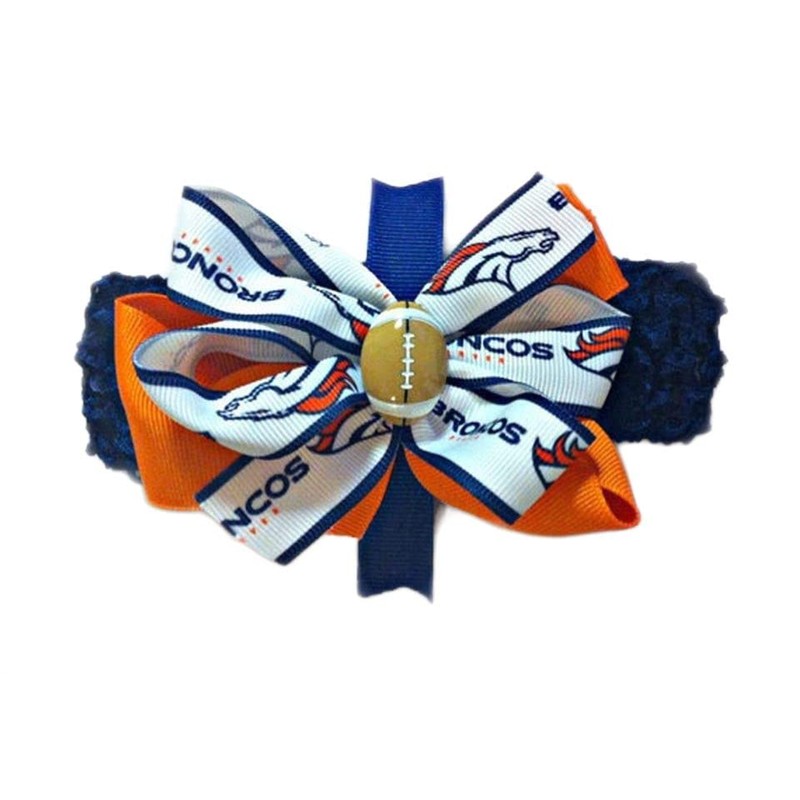Broncos Baby Girl Boutique Bow Crocheted Headband