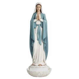 ShineOnAngel Our Lady of Grace Statue, 11 Inch Virgin Mary Rosary Holder Catholic Home Decor, Hand Painted Blessed Mother Statues Religious Gifts for Women