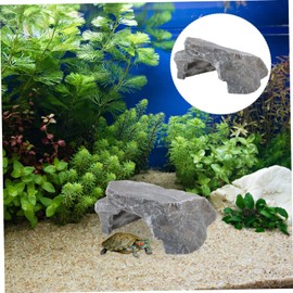 Totority Realistic Small Reptile Hideout Cave for Lizards and Turtles Natural Look Amphibian Shelter with Dark Atmosphere Design Easy to Install Terrarium Decor Accessory