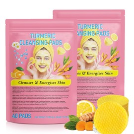 iDAOLI Turmeric Cleansing Pads for Face: Facial Scrub Cleansing and Exfoliation Makeup Remover Wipes 80PCS (2 * 40PCS)