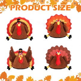 Poen 12 Pcs Turkey Hats - Silly Costume Hats for Thanksgiving, Carnival, Cosplay & Party Favor Supplies, 4 Styles