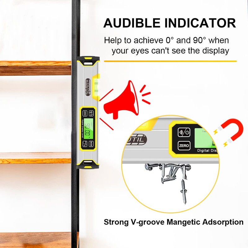 Digital Level and Protractor, 12 Inch IP54 Protected Electronic Bubble