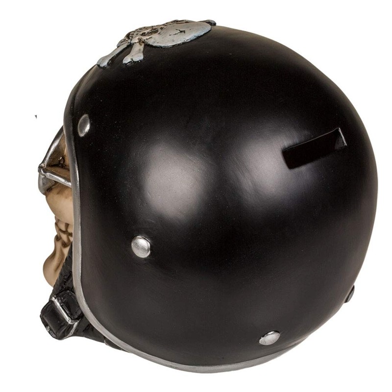 MIK funshopping Skull Money Box with Black Motorcycle Helmet