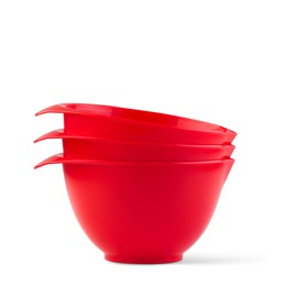 WePrep Mixing Bowl with spout and Handle | Red | Set of 3 | Beautifully Bright Coloured Bowl Set | Compact, Stackable & Ergonomically Designed | Proudly Made in The UK