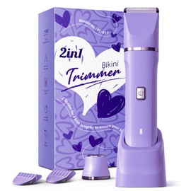 Electric Razors for Women - IPX7 Waterproof Pubic Hair Remover for Shower & Travel, 3-in-1 Bikini Trimmer with Body/Round/Curved Heads, Hypoallergenic Foil & Ceramic Blades, Self-Care Gifts for Her