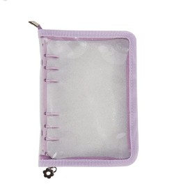 A6 Binder 6 Ring Cover Notebook Shell with Zipper, Sparkling A6 Budget Binder for Cash Budget System, Journaling, Planner (Purple, 14.5 * 20.5CM)