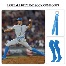 XZQTIVE Over the Knee Baseball Socks and Belt Combo Set for Youth Pink Softball Socks with Adjustable Belt