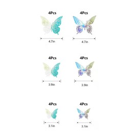 Pack of 24 3D Butterflies Wall Stickers Butterfly Decoration Butterfly Wall Decoration for DIY Party and Room Decoration (Laser)