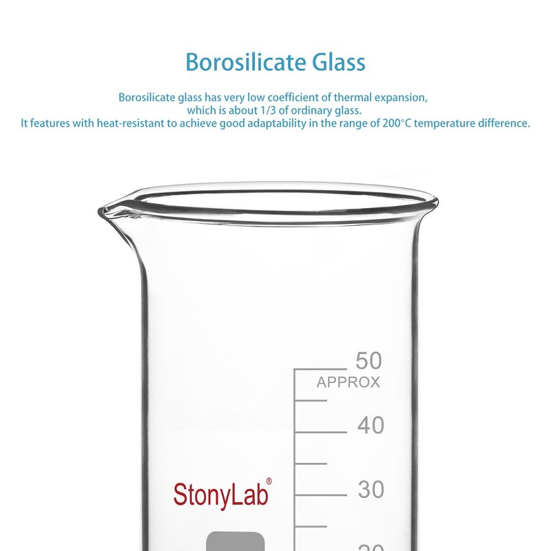 stonylab Glass Beaker, 1-Pack Borosilicate Glass Graduated Tall Beaker with