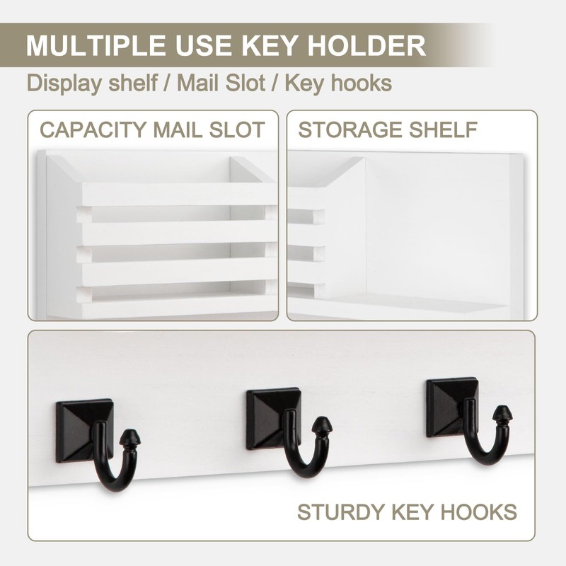 Lucundm Key Holder Wall Mount, Mail Organizer for Wall with