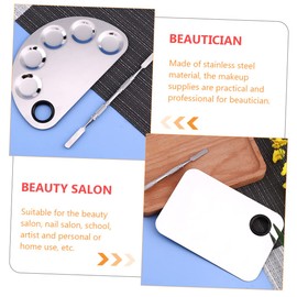 TEHAUX Nail Art Palette Set 4pcs Stainless Steel Makeup Tool for DIY Foundations Lipstick Concealer