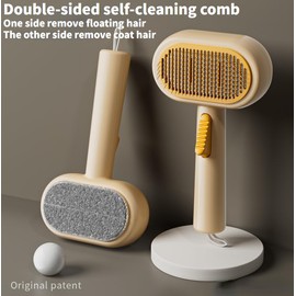 Self-Cleaning Pet Grooming Brush, Ergonomic Handle, Purplish White