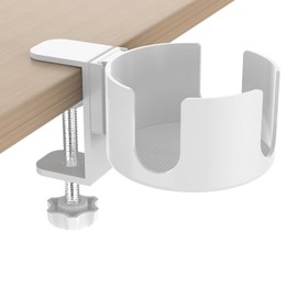 Schreibtisch Becherhalter, 1 Stück Büro Becherhalters aus Aluminiumlegierungs, Einstellbar Schreibtisch Flaschenhalter, Getränkehalter, für Büros, Küchen(weiß)