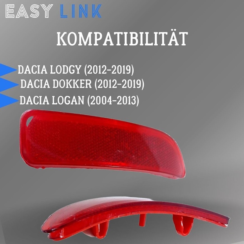 Easy Link Reflector Right Bumper Rear Reflector Compatible with Dacia