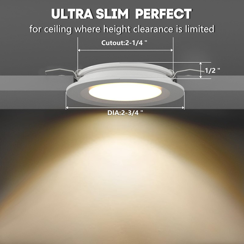 acegoo RV Recessed Ceiling Light 2-3/4” Full Aluminum 12V Dimmable