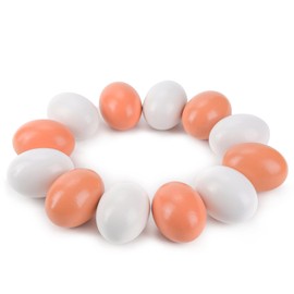 YunKo Wooden Fake Nest Eggs Brown White Easter Eggs for Craft Home Decor Get hens to Lay Eggs 12