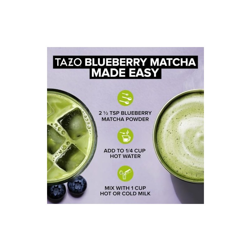 TAZO Organic Blueberry Matcha Latte Powder - Café Style Mix