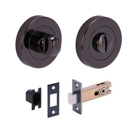 HANDLEZONE® Bathroom Toilet Door Thumb Turn and Release Deadbolt Kit - Black Nickel - 76mm Bolt with 57mm Backset