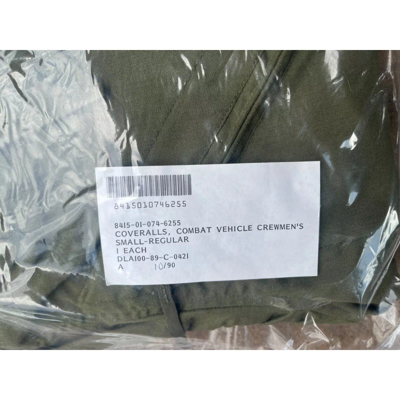 USGI Combat Vehicle Crewmen's Coveralls Fire Resistant Size Small OD