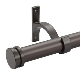 1 Inch Diameter Single Curtain Rods for Windows 48 to 84 Inches, Adjustable Drapery Curtain Rod Simple Style, Bronze