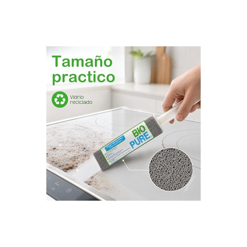 BIOPURE Piedra pómez con agarradera para limpiar el baño. (24cm