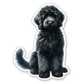 Black Goldendoodle Cute Sticker - for Water Bottle Phone Car Tumbler Laptop - Happy Cute Doodle Dog Art Watercolor Decal - Waterproof Vinyl - 3"