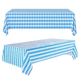 2 pieces Oktoberfest tablecloth, 275 x 128 cm, Bavarian tablecloth, Bavarian blue tablecloths, Oktoberfest party decorations, blue and white decorative Oktoberfest, Bavarian blue, party tablecloth
