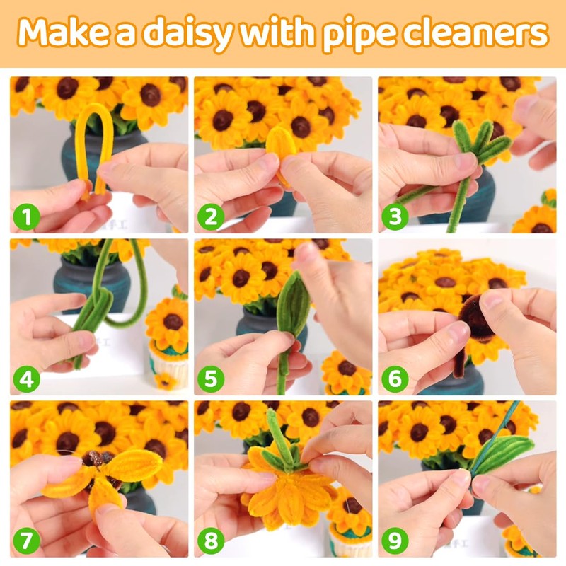AIZANYU 1200pcs Pipe Cleaners Bulk. 24-Color Chenille Stems for Craft.
