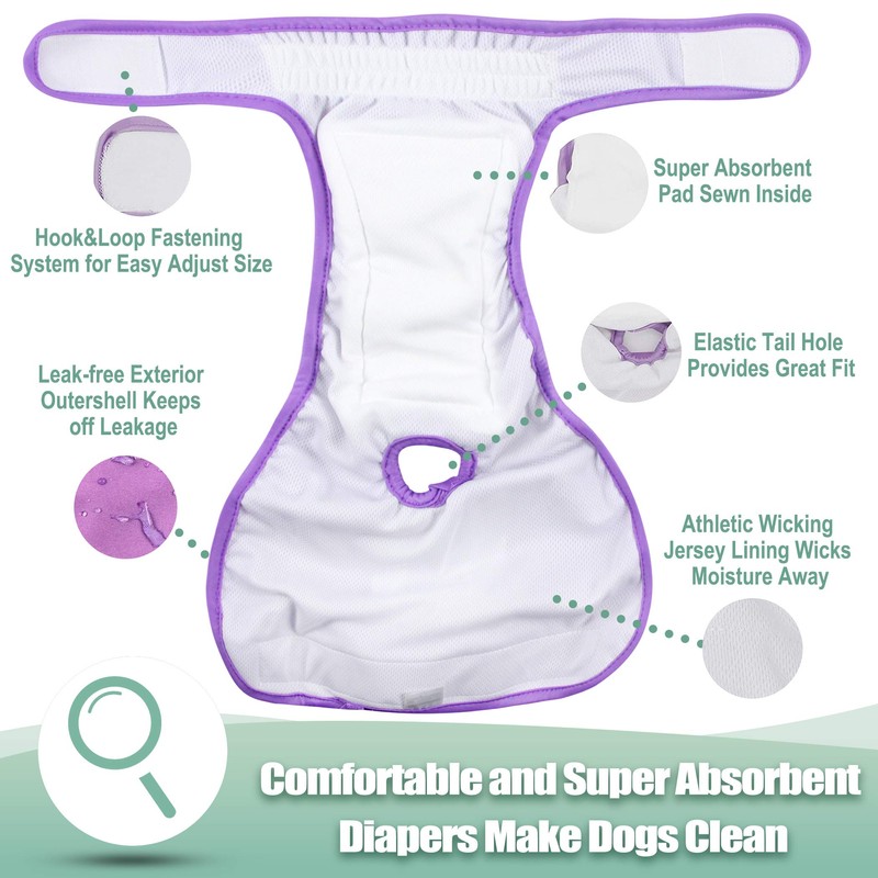 wegreeco Washable Reusable Premium Female Dog Diapers, Medium Large Small