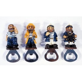 Wholesale Pack Handpainted Captain Sailor Fisherman Bottle Opener with Magnet (Set of 12)