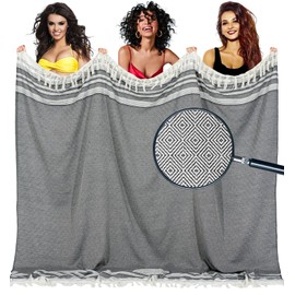 Yongoes Oversized Turkish Beach Towel Blanket Cotton Giant XL Sandproof Towels Huge Linen XXL Extra Large Big Throw Quilt Blankets for Adults Cloud Travel Camping Glamping Accessories Essentials