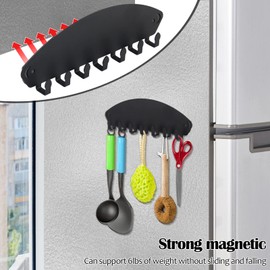 Lunhoo - Soporte magnético para llaves de pared, 7 ganchos, soporte de pared para llavero, colgador para refrigerador, gabinete de metal, parrillas, lavaplatos (negro mate)