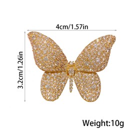Crystal Butterfly Brooches for Women,Silver Rhinestone Brooch Pins Vintage Gold Butterfly Large Brooch Pin,Aesthetic Everyday Jewelry Pins (Gold)