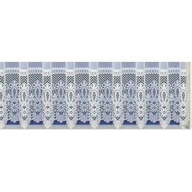 Maple Textiles Jardiniere White Net Curtain Plain with a Victorian Heavy Lace Scalloped Base Sold in 3 Widths and 5 Drops and (150"(381cm) Wide x 45"(114cm) Drop)