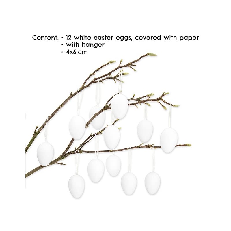 12 white papier-mâché Easter eggs | Classic Easter decoration for