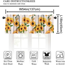 VUMIVI - Cortinas con cenefa de girasol, estilo granja, clásico, acuarela, amarillo, floral, decoración del hogar, tratamientos de ventana para niños, niñas, recámara, cocina, sala de estar, comedor