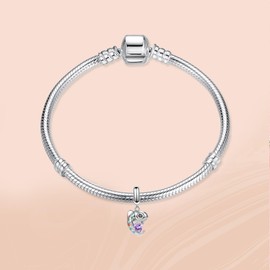 Annmors Jewellery Charm Family Hearts Pendant S925 Sterling Silver Bracelet Bead with Cubic Zirconia for European Bracelets Necklace, Mother's Day Jewellery Gift Christmas for Men and Women, Silver