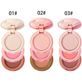 Paleta Versátil de Maquillaje 3 en 1 - Iluminadores, Contorno y Colorete Faciales - Herramientas Cosméticas (02#)