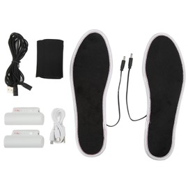 2Pcs Electric Heated Insoles Smart 3 Gears Temperature Adjustment Warm Breathable USB Heating Boot Insoles Black 43‑44
