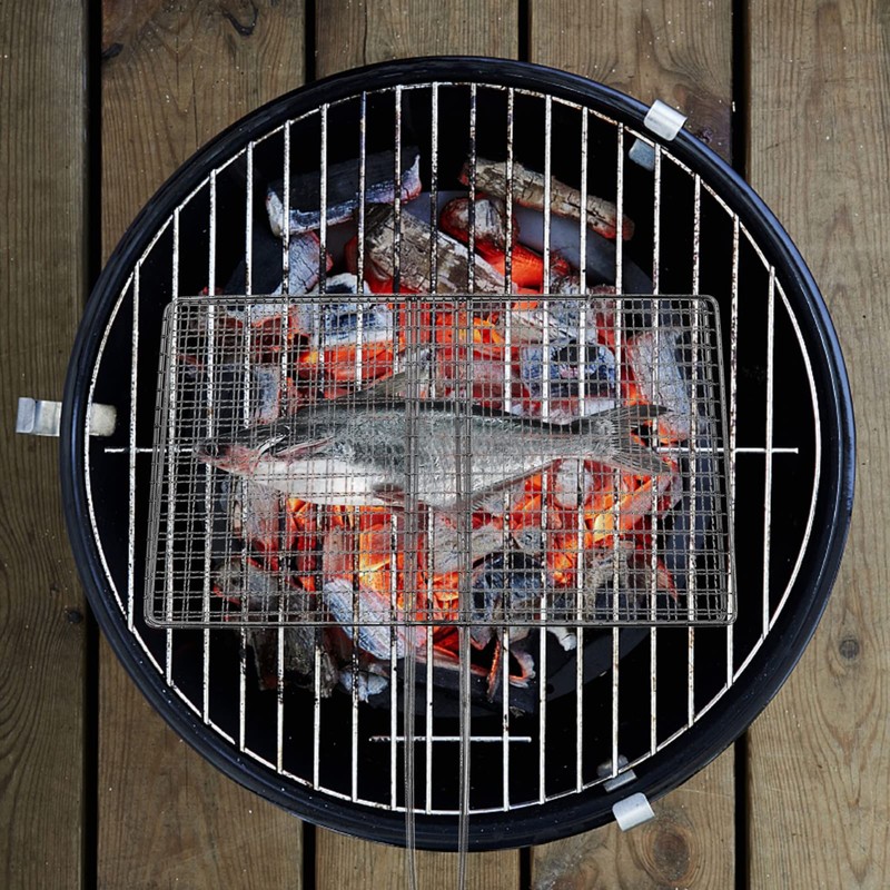 Yardwe Fish Grilling Basket Stainless Steel Barbecue BBQ Grill Basket